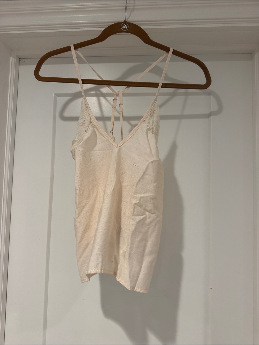 SHEIN Cream Lace-Trim Strappy Cami